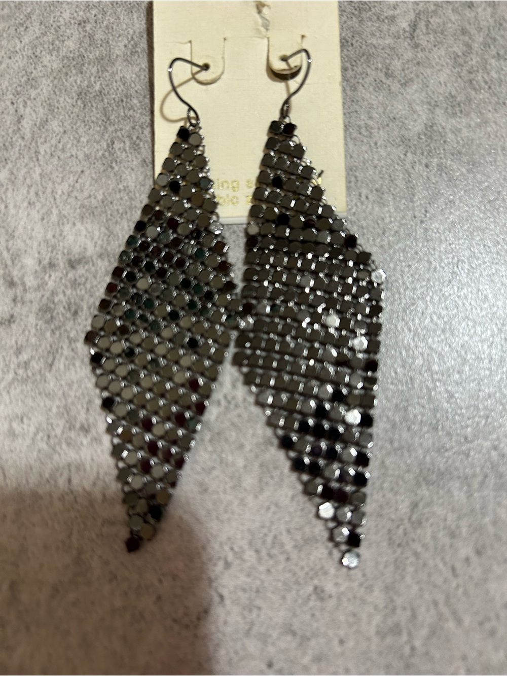 Lord & Taylor Gunmetal Sequin Dangle Earrings